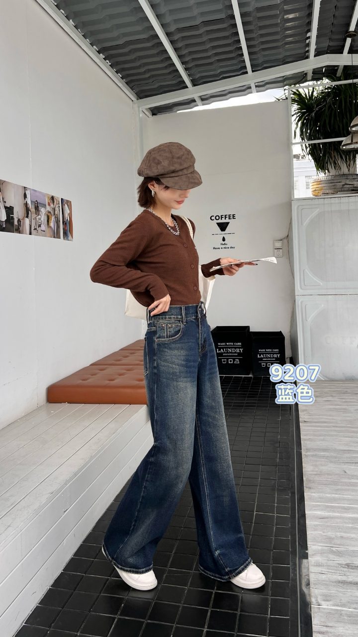 Large Size Women's Jeans Baggy Wide Leg Floor-Length Denim Pants Elastic Fabric All Season Casual High Waist Regular Plus Size