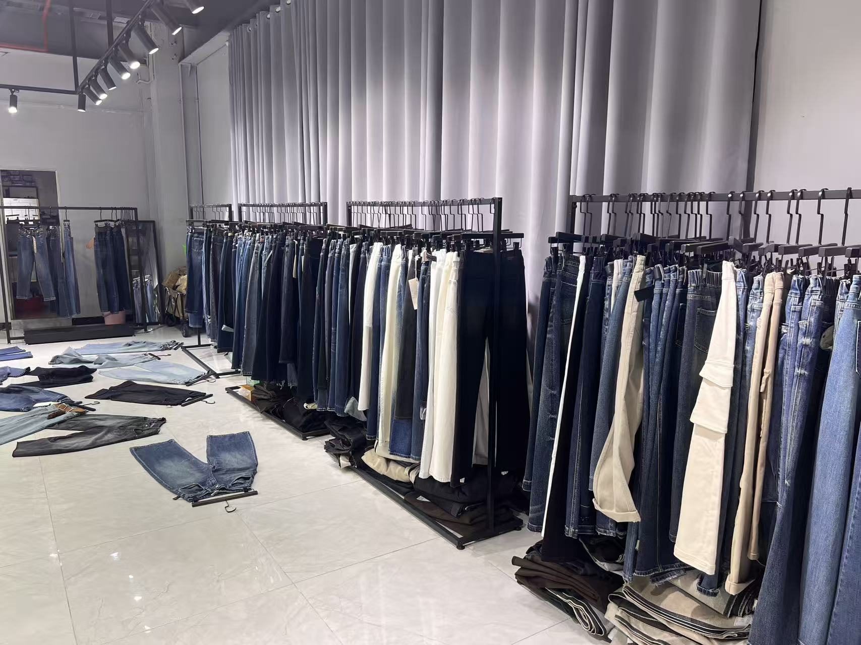 Large Size Women's Jeans Baggy Wide Leg Floor-Length Denim Pants Elastic Fabric All Season Casual High Waist Regular Plus Size