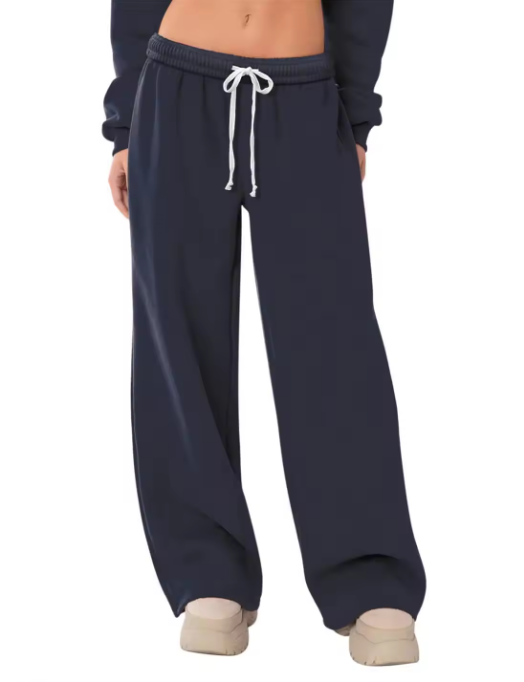 Custom Heavyweight Cotton Custom Logo Women's Straight Pants Low Waist Casual Breathable Eco-Friendly Anti-Wrinkle Drawstring