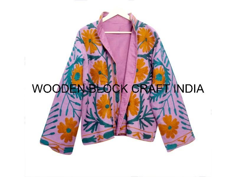 New Trending Women 100% Cotton Duck Fabric Suzani Jacket Handmade Embroidery Quilted Knitted Breathable Eco-Friendly Summer