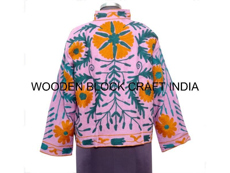 New Trending Women 100% Cotton Duck Fabric Suzani Jacket Handmade Embroidery Quilted Knitted Breathable Eco-Friendly Summer
