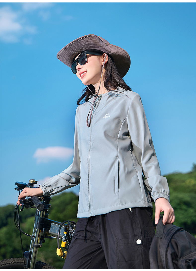 Spring Summer Lightweight Women's Hooded Softshell Jacket Wool/Silk Zipper Closure Breathable Sports Mountaineering Coat