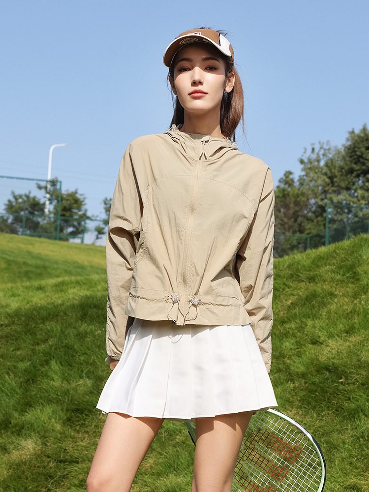 Summer Women's Safari Jacket Short Thin Waterproof Breathable Lightweight for Outdoor Sports & Cycling with LOGO