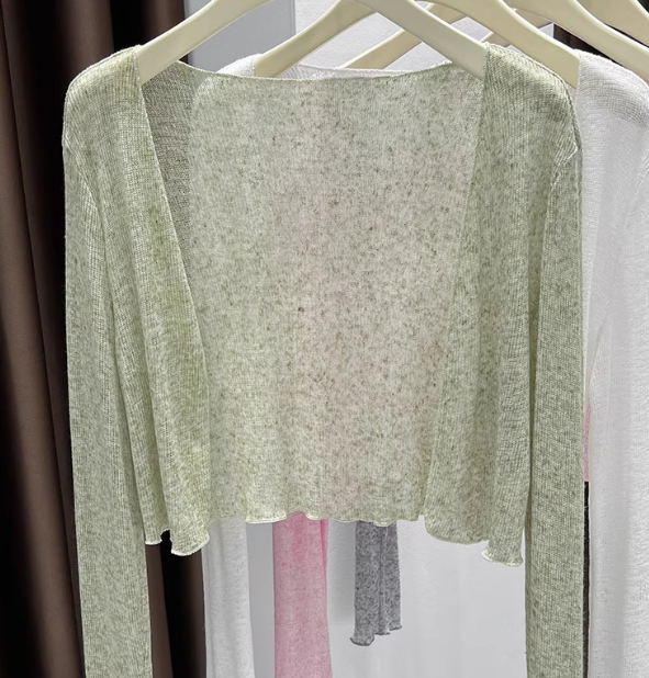 White Outer Cardigan Style Woven Lightweight Summer Women's High-end Loose Long Sun-protective Polyester Hemp Coat