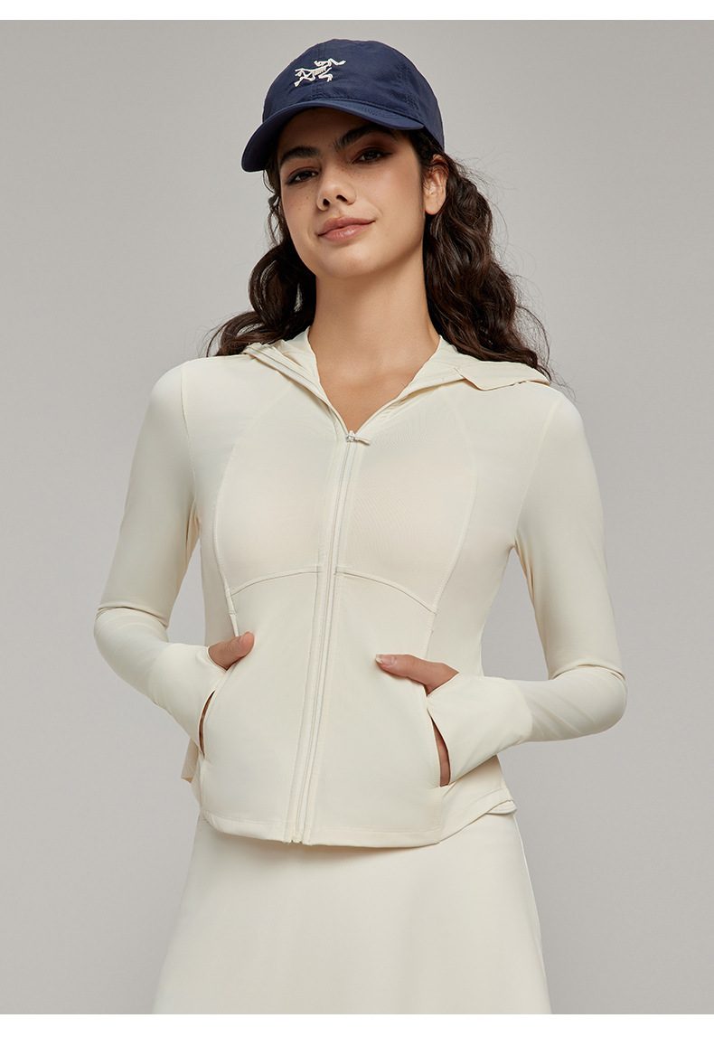 2025 Newest Summer UPF 50+ Slim Fit Hooded Coat Zipper Thumb Hole Anti-UV Jacket Outdoor Sunproof Clothing for Women