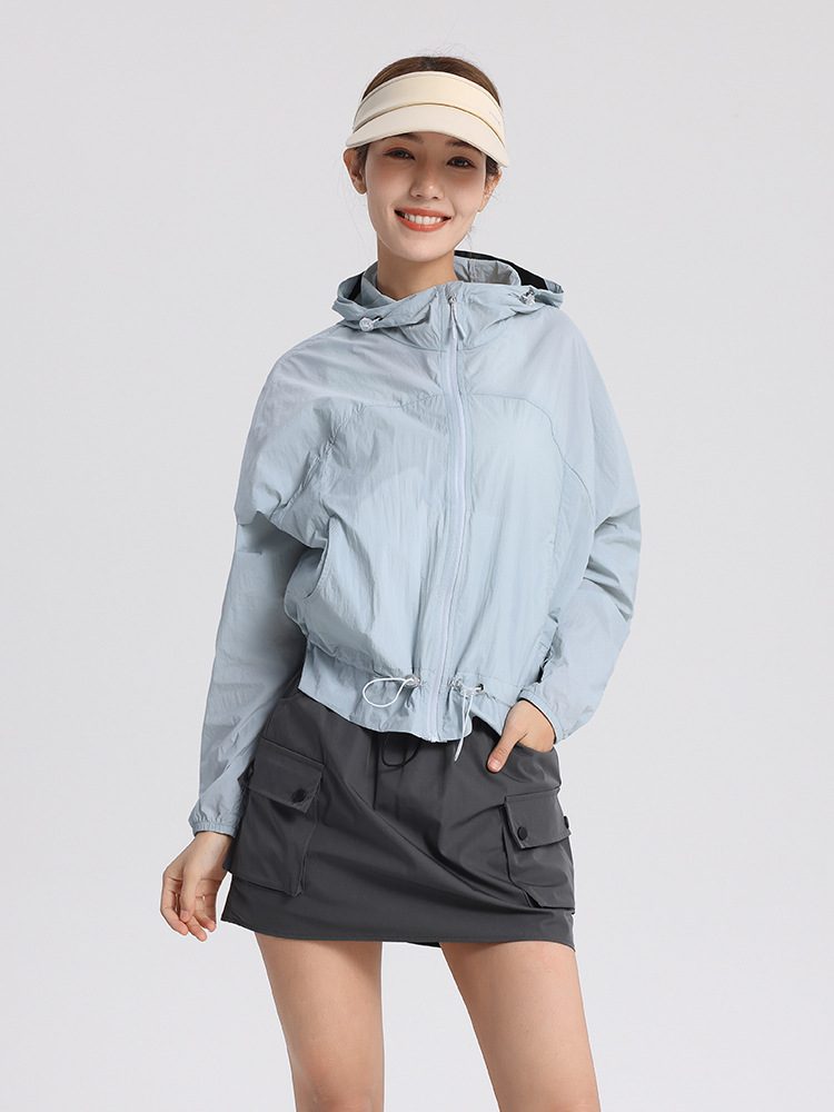 Summer Women's Safari Jacket Short Thin Waterproof Breathable Lightweight for Outdoor Sports & Cycling with LOGO