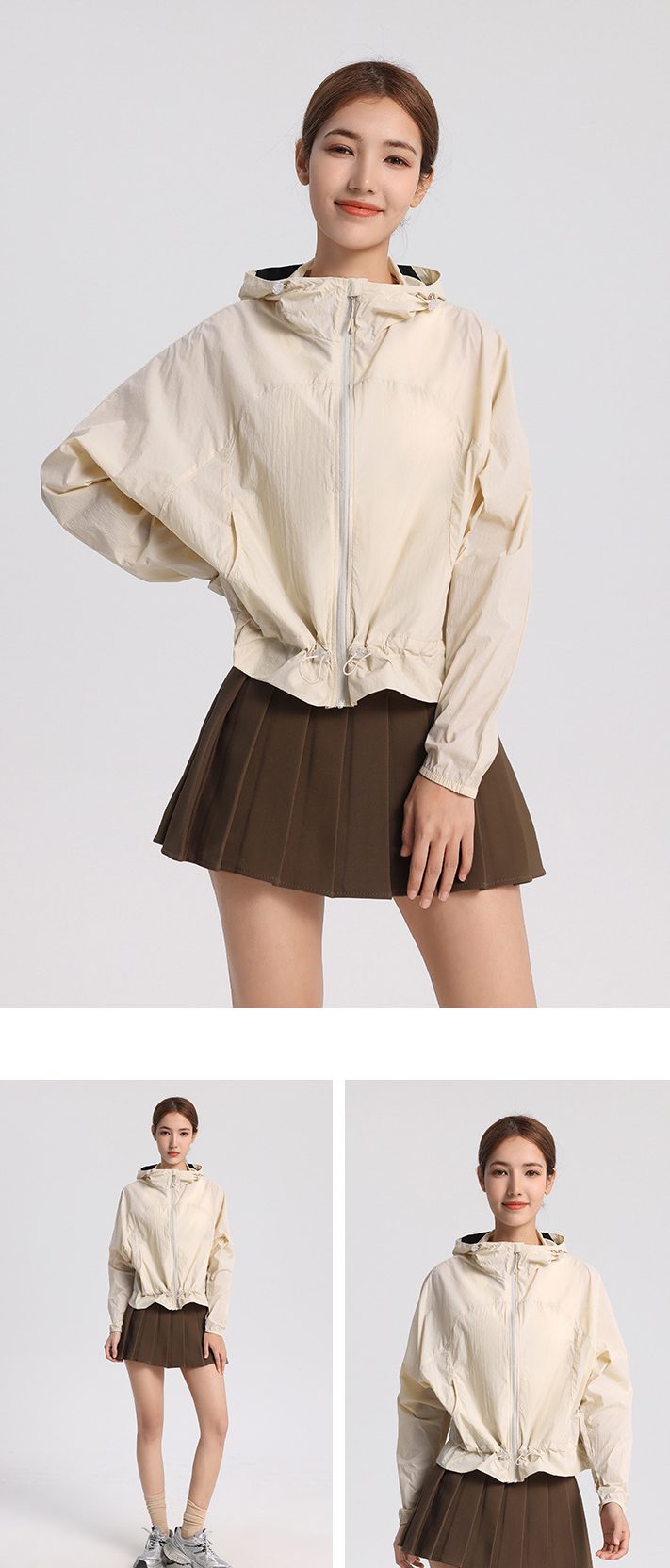 Summer Women's Safari Jacket Short Thin Waterproof Breathable Lightweight for Outdoor Sports & Cycling with LOGO