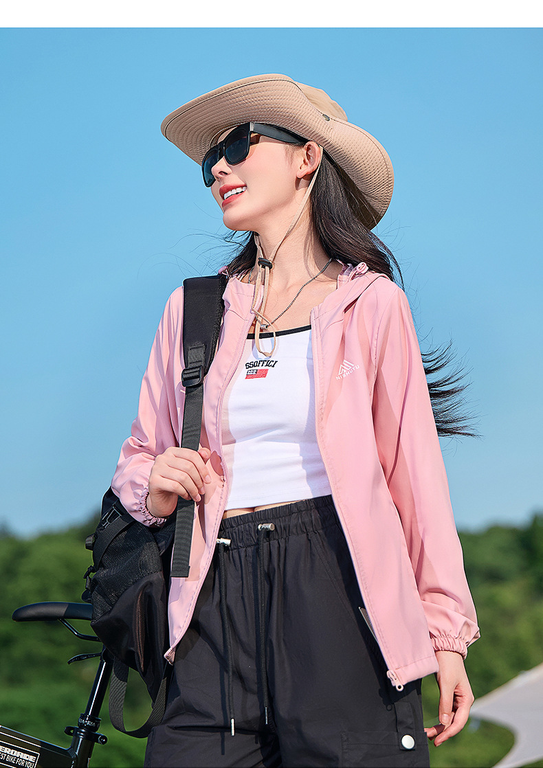 Spring Summer Lightweight Women's Hooded Softshell Jacket Wool/Silk Zipper Closure Breathable Sports Mountaineering Coat