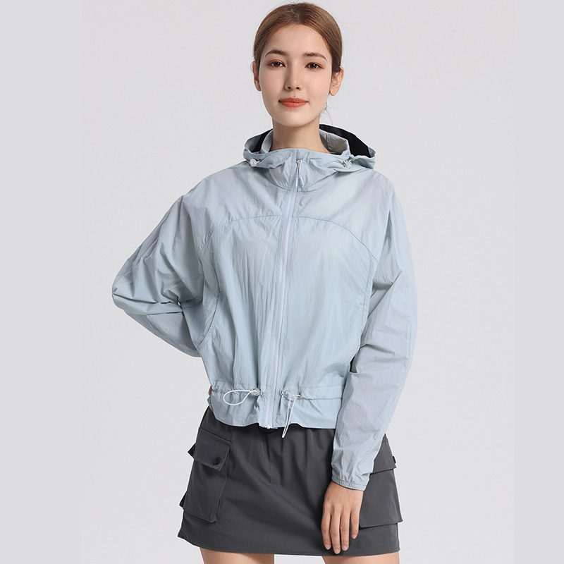 Summer Women's Safari Jacket Short Thin Waterproof Breathable Lightweight for Outdoor Sports & Cycling with LOGO