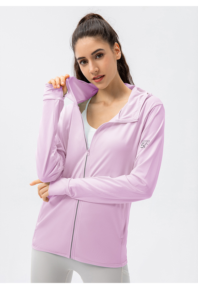 New OEM Hot Selling Women's Summer Lightweight Breathable UV Protection UPF50+ Sunscreen Coat Full Zip up Hooded Jacket Outdoor