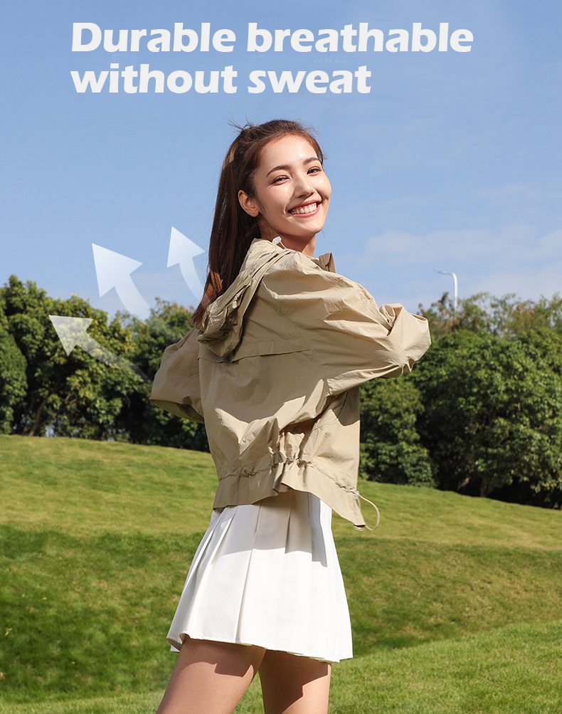 Summer Women's Safari Jacket Short Thin Waterproof Breathable Lightweight for Outdoor Sports & Cycling with LOGO