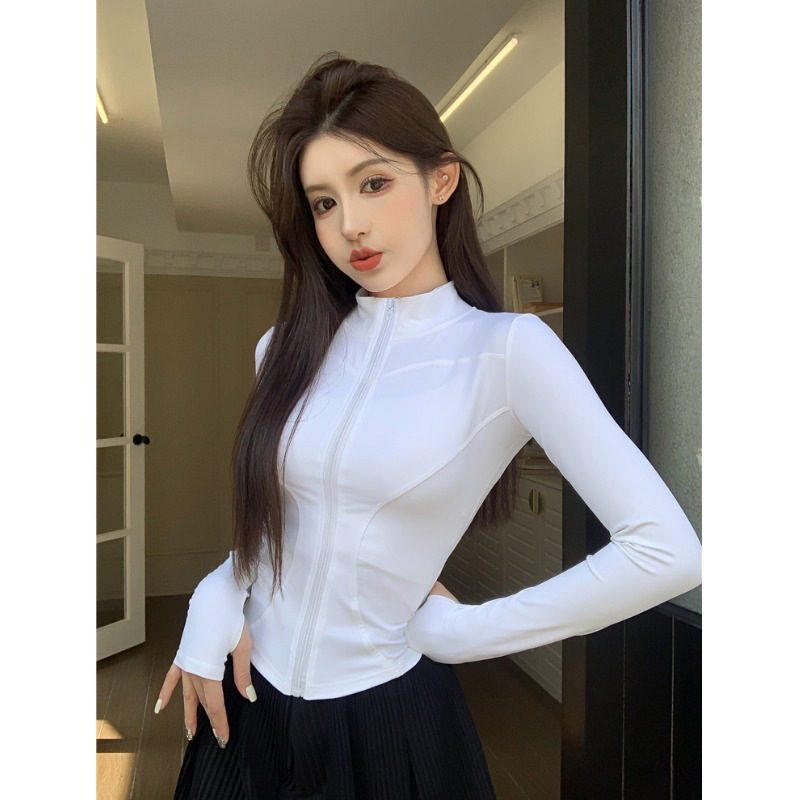 Slim Zipper Sports Thin Coat Summer Sun Protection Jacket Women Ice Silk Breathable Solid Sunscreen Clothing