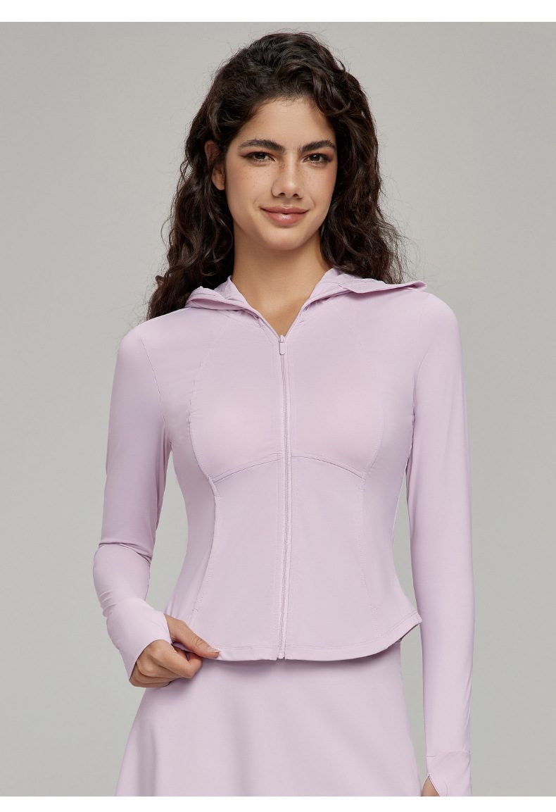 2025 Newest Summer UPF 50+ Slim Fit Hooded Coat Zipper Thumb Hole Anti-UV Jacket Outdoor Sunproof Clothing for Women