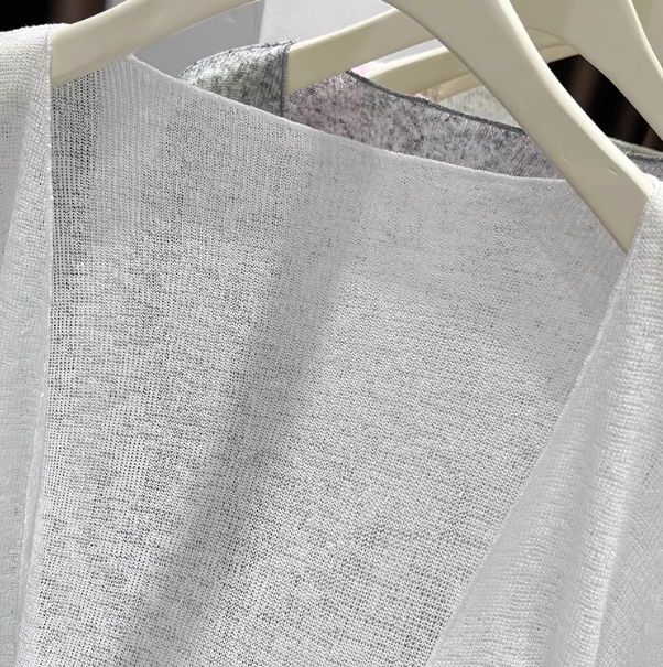 White Outer Cardigan Style Woven Lightweight Summer Women's High-end Loose Long Sun-protective Polyester Hemp Coat