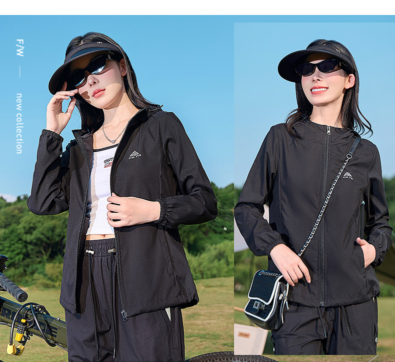 Spring Summer Lightweight Women's Hooded Softshell Jacket Wool/Silk Zipper Closure Breathable Sports Mountaineering Coat