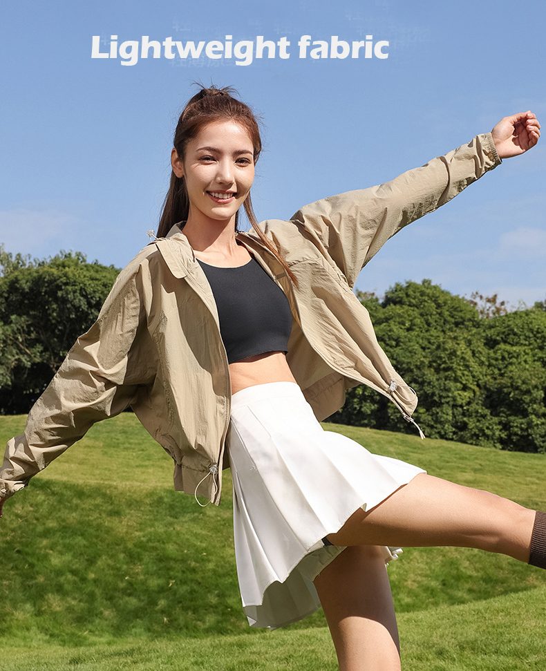 Summer Women's Safari Jacket Short Thin Waterproof Breathable Lightweight for Outdoor Sports & Cycling with LOGO