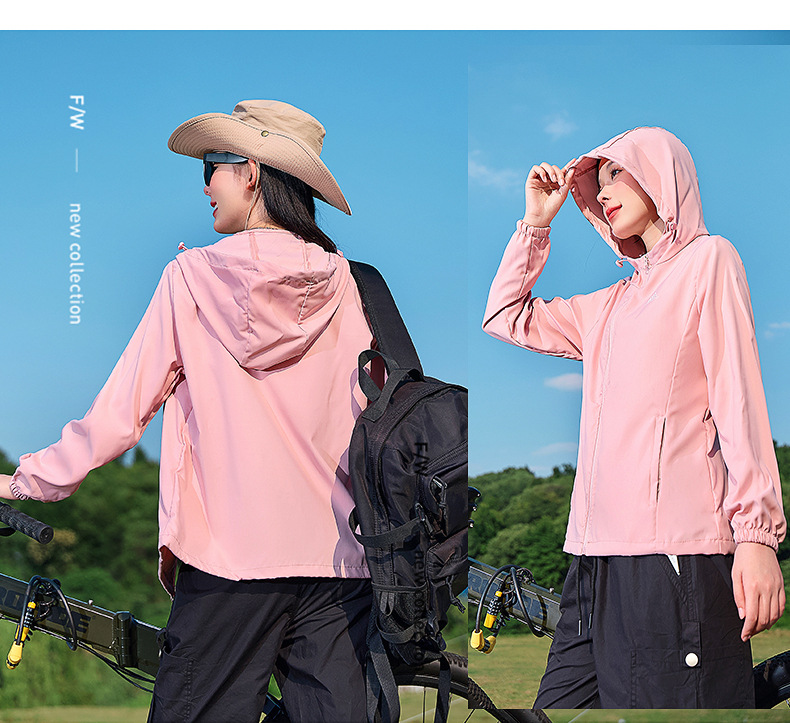 Spring Summer Lightweight Women's Hooded Softshell Jacket Wool/Silk Zipper Closure Breathable Sports Mountaineering Coat