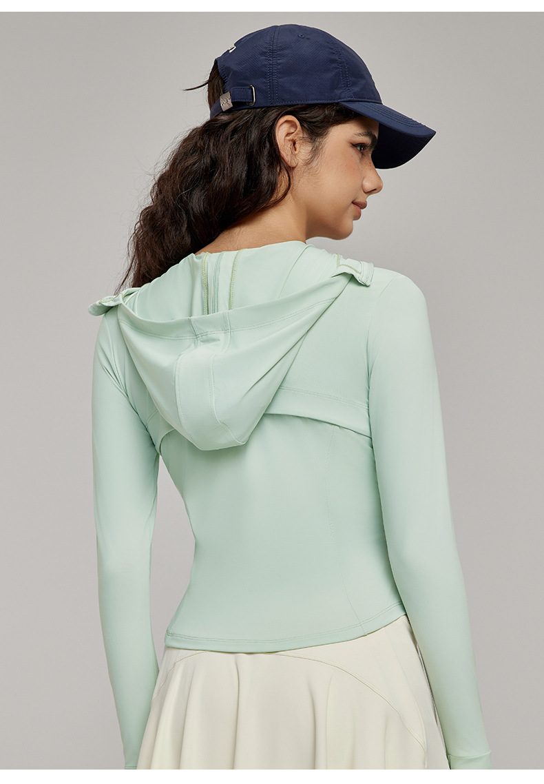 2025 Newest Summer UPF 50+ Slim Fit Hooded Coat Zipper Thumb Hole Anti-UV Jacket Outdoor Sunproof Clothing for Women