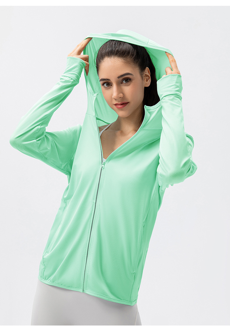 New OEM Hot Selling Women's Summer Lightweight Breathable UV Protection UPF50+ Sunscreen Coat Full Zip up Hooded Jacket Outdoor