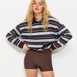 Dark Brown Micro Rib Cycling Shorts