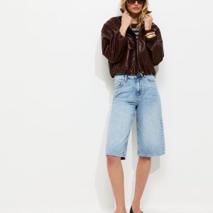 Tall Light Blue Knee Length Denim Jorts