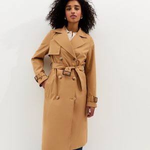Tan Double Breasted Trench Coat