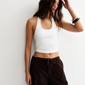 White Jersey Halter Neck Top