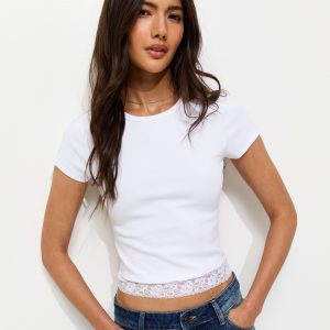 White Lace Hem Baby Tee